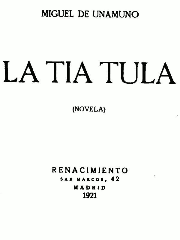 La Tía Tula (Novela) cover
