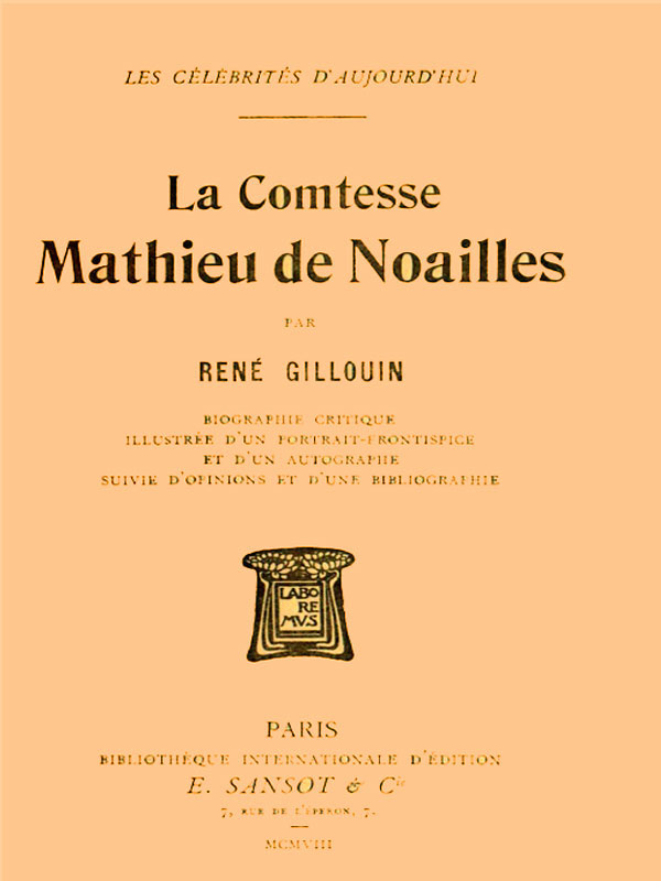 La Comtesse Mathieu de Noailles cover