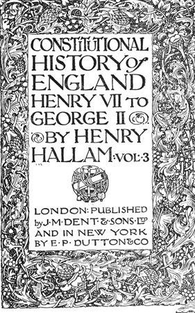 Constitutional History of England, Henry VII to George II. Volume 3 of 3 cover
