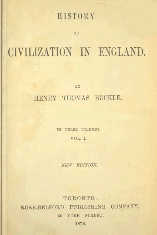 History of Civilization in England, Vol. 1 of 3 cover