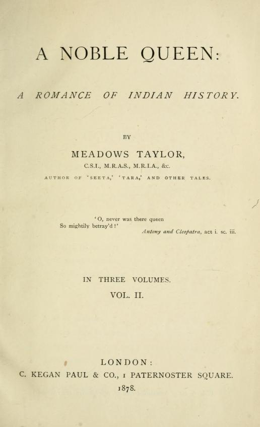 A Noble Queen: A Romance of Indian History (Volume 2 of 3) cover
