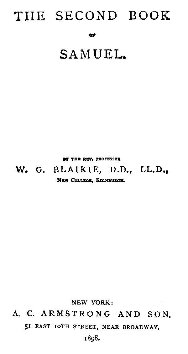 The Expositor's Bible: The Second Book of Samuel cover
