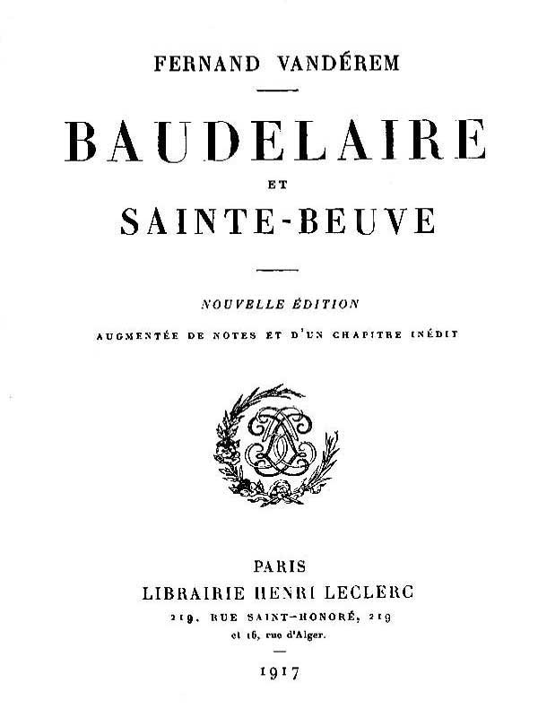 Baudelaire et Sainte-Beuve cover