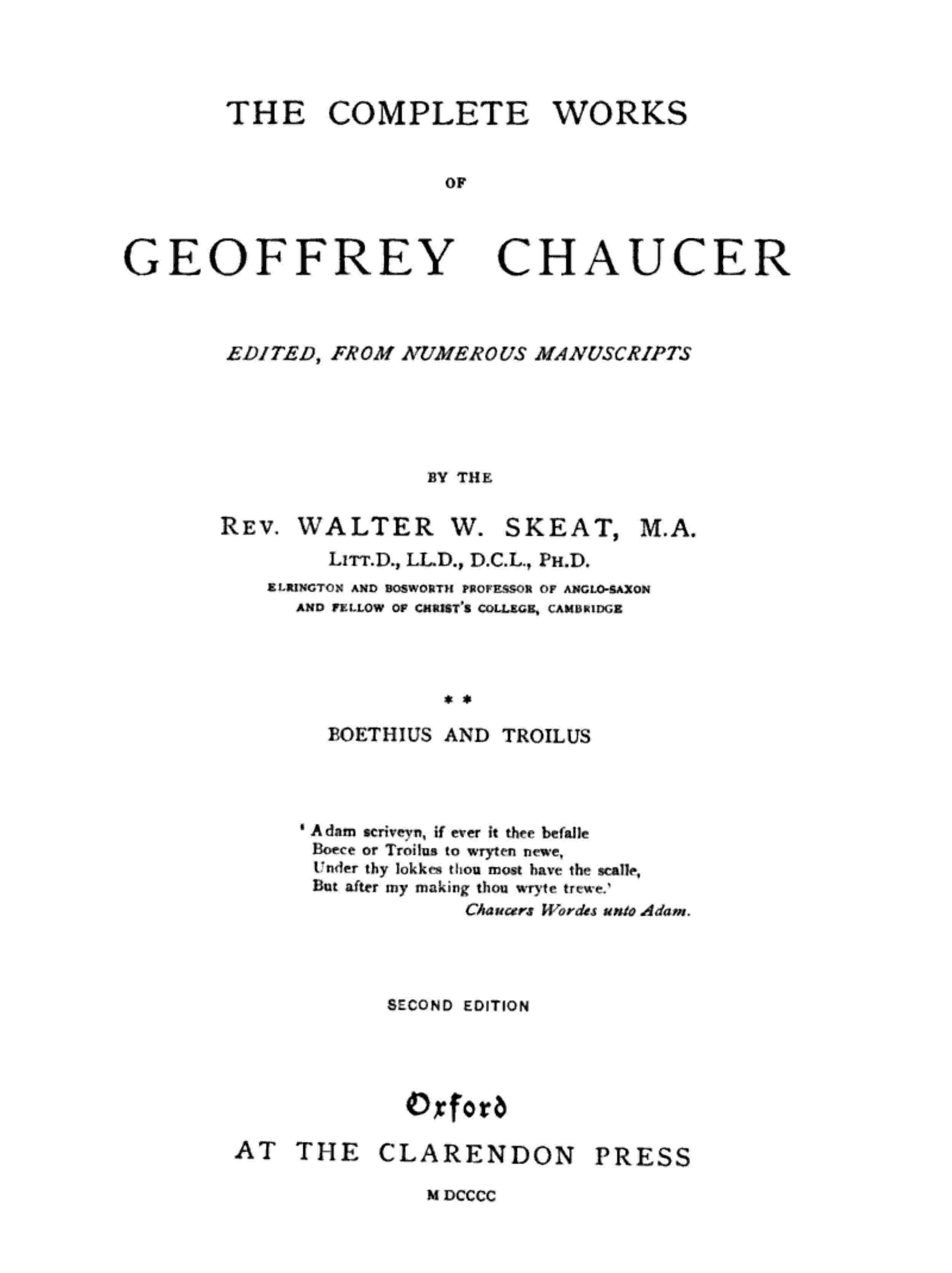 Chaucer's Works, Volume 2 — Boethius and Troilus cover