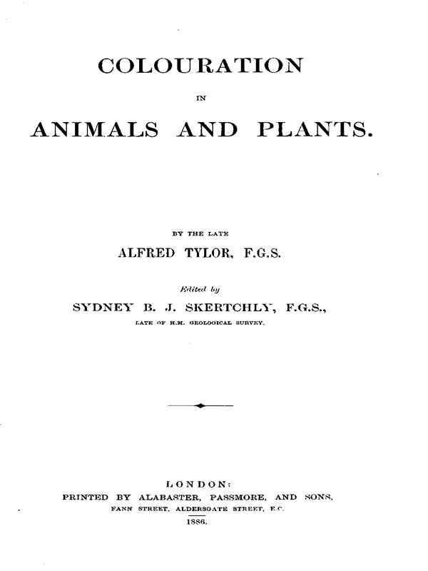 Colouration in Animals and Plants cover