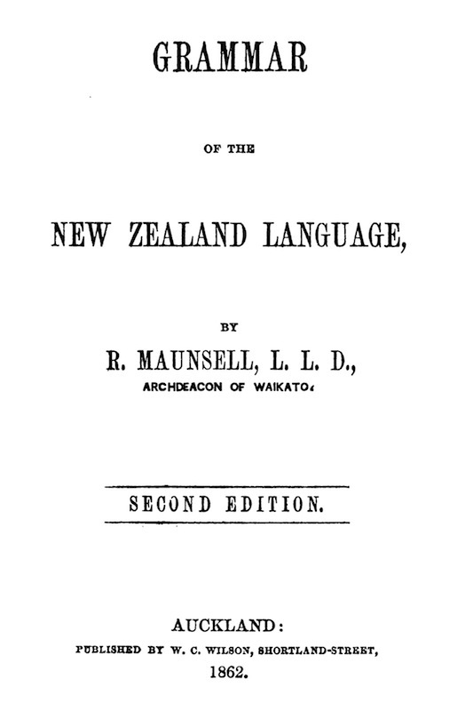 Grammar of the New Zealand language (2nd edition) cover