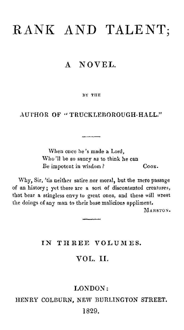 Rank and Talent; A Novel, Vol. 2 (of 3) cover