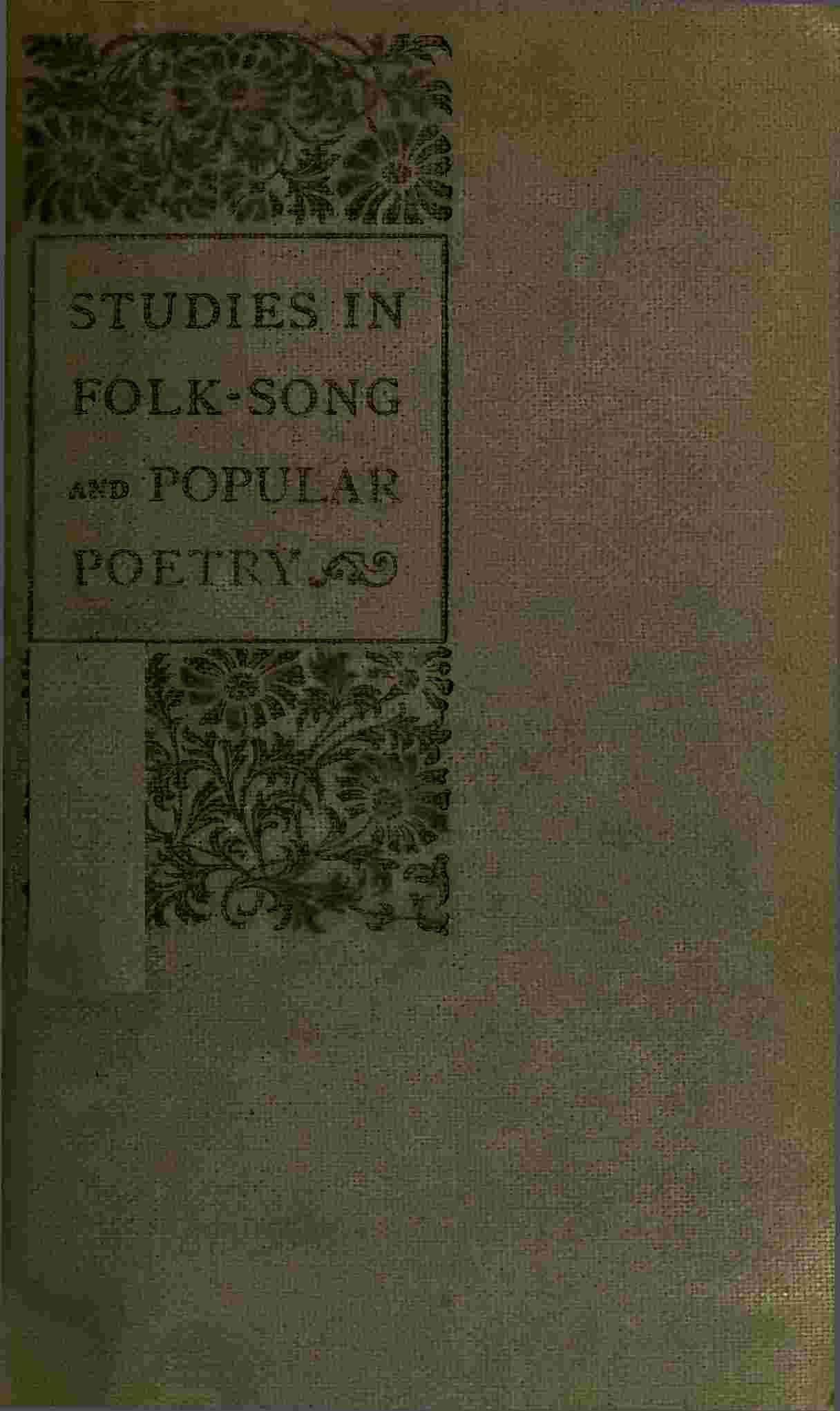 Studies in Folk-Song and Popular Poetry cover