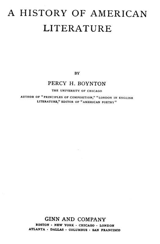 A History of American Literature cover