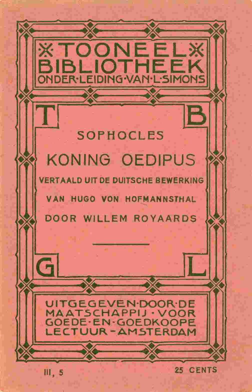 Koning Oedipus, van Sophocles: tragedie cover