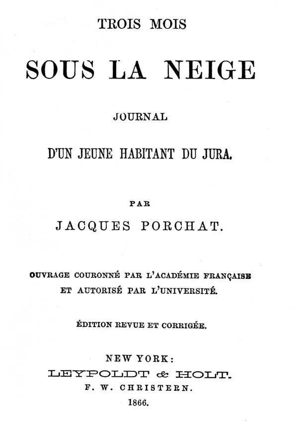 Trois mois sous la neige: Journal d'un jeune habitant du Jura cover