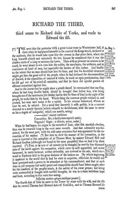Chronicles of England, Scotland and Ireland (3 of 6): England (6 of 9) / Richard the Third, Third Sonne to Richard Duke of Yorke, and Uncle to Edward the Fift cover
