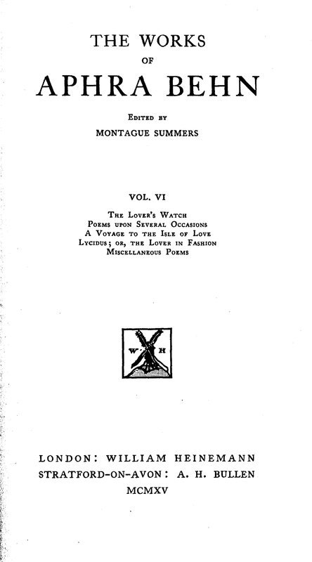 The Works of Aphra Behn, Volume VI cover