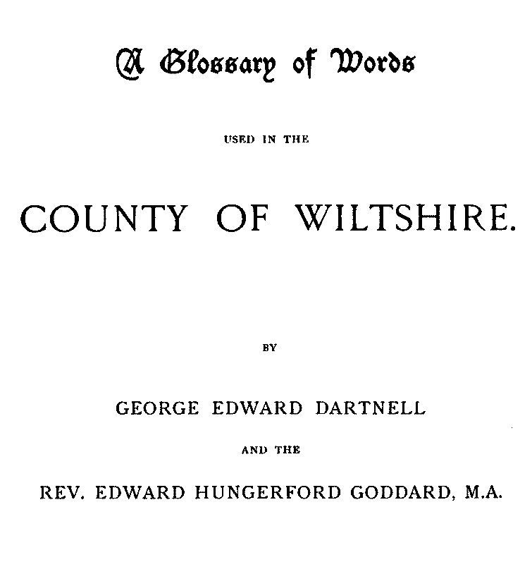 A Glossary of Words used in the Country of Wiltshire cover