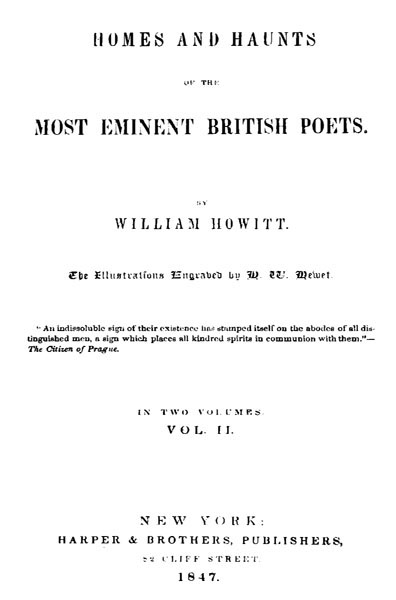 Homes and Haunts of the Most Eminent British Poets, Vol. 2 (of 2) cover