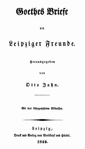 Goethes Briefe an Leipziger Freunde cover