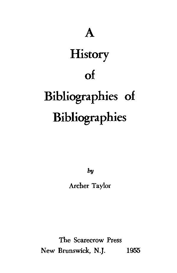 A History of Bibliographies of Bibliographies cover