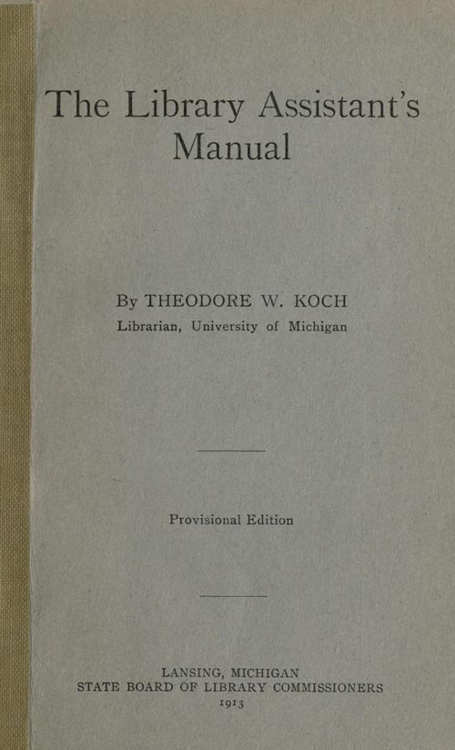 The Library Assistant's Manual cover