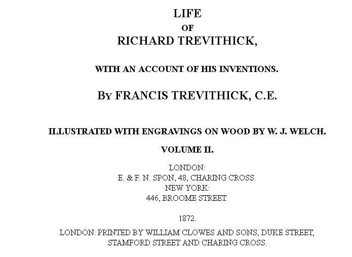 Life of Richard Trevithick, with an Account of His Inventions. Volume 2 (of 2) cover