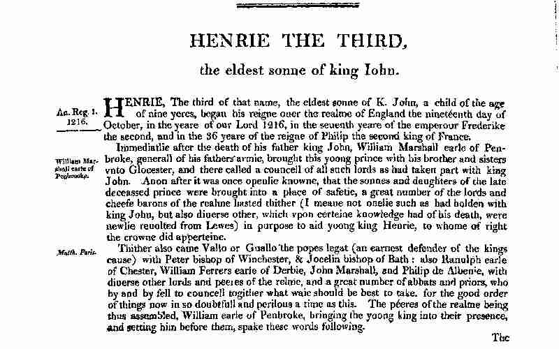 Chronicles of England, Scotland and Ireland (2 of 6): England (08 of 12) / Henrie the Third, the Eldest Sonne of King Iohn cover