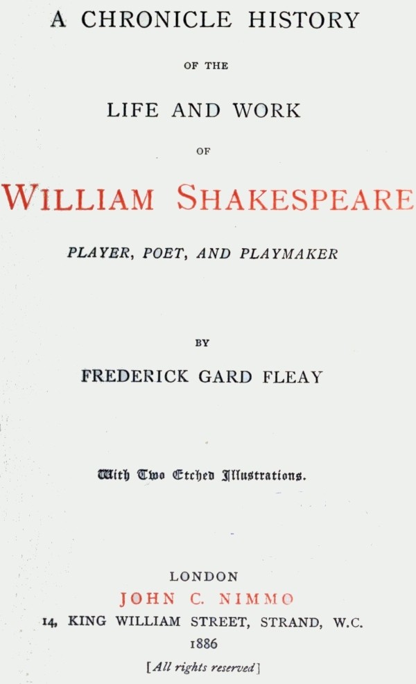 A Chronicle History of the Life and Work of William Shakespeare / Player, Poet, and Playmaker cover