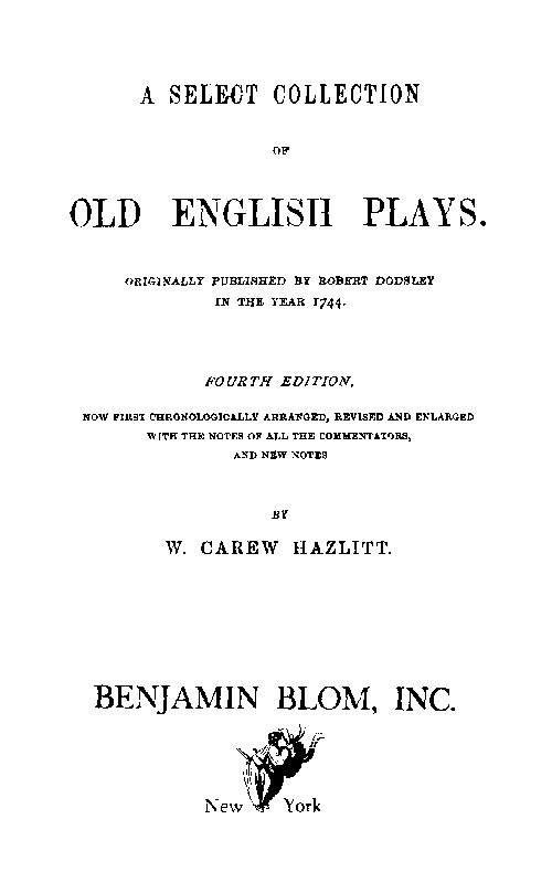A Select Collection of Old English Plays, Volume 12 cover