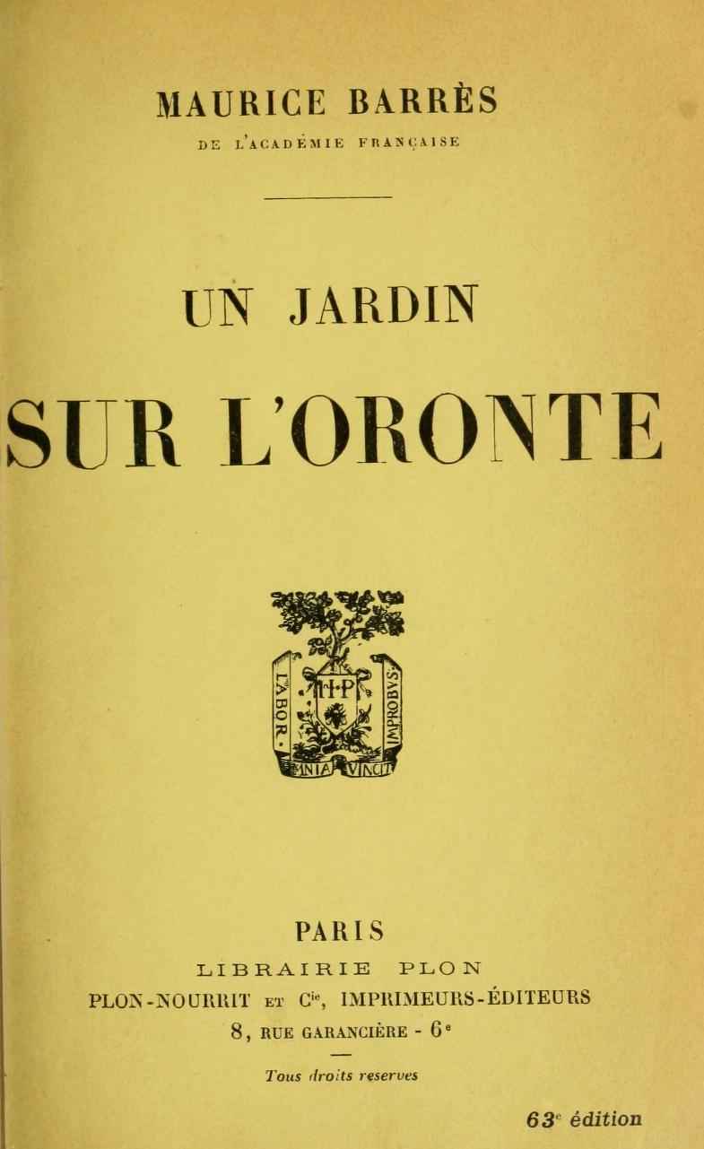 Un jardin sur l'Oronte cover