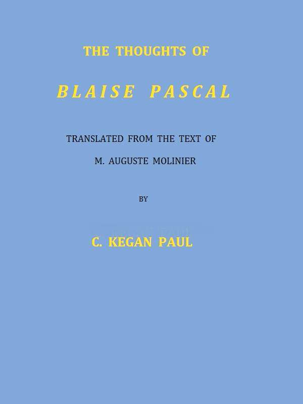 The Thoughts of Blaise Pascal cover