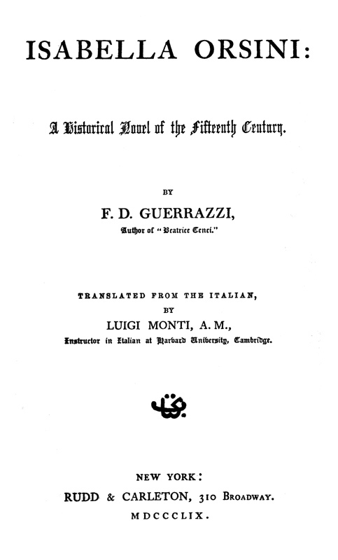 Isabella Orsini: A Historical Novel of the Fifteenth Century cover