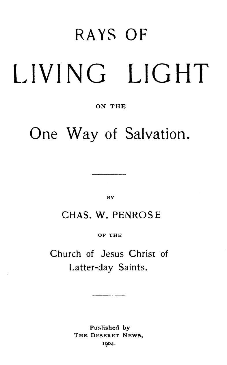 Rays of Living Light on the One Way of Salvation cover