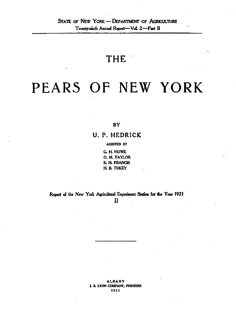 The pears of New York cover