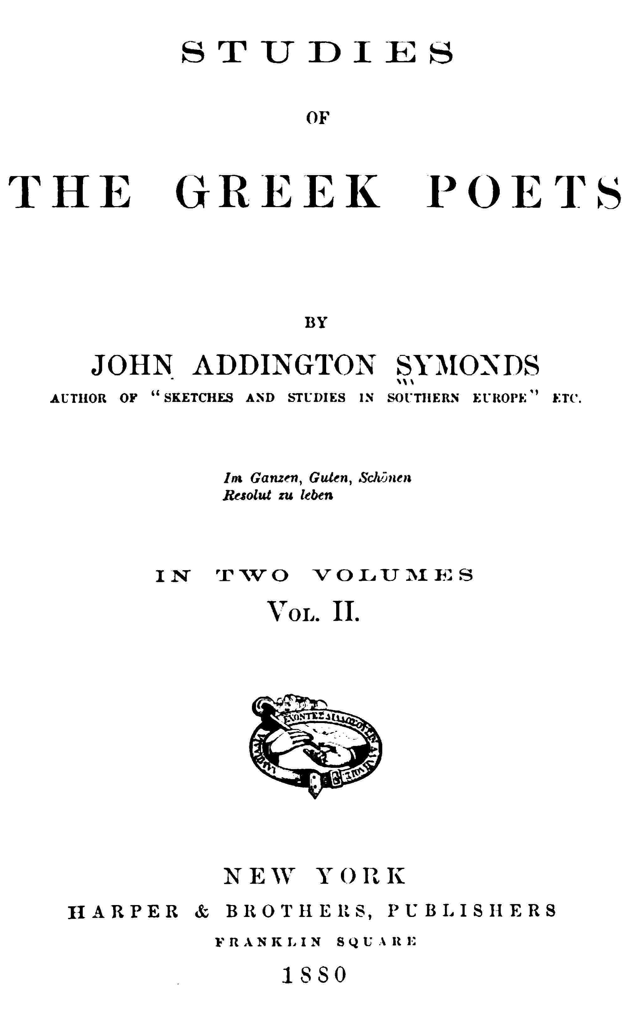 Studies of the Greek Poets (Vol 2 of 2) cover