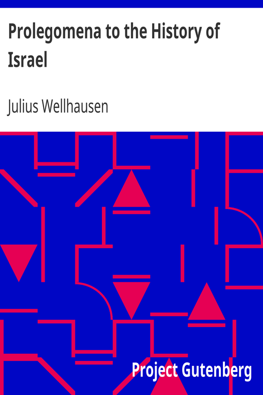 Prolegomena to the History of Israel cover