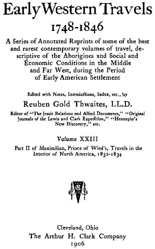 Maximilian, Prince of Wied's, Travels in the Interior of North America, 1832-1834, part 2 cover
