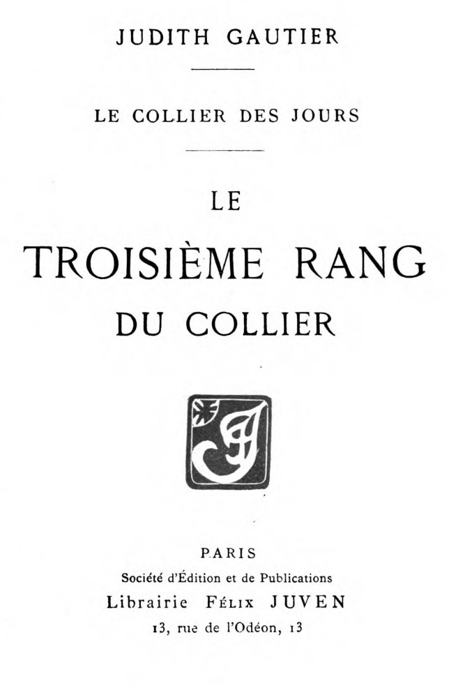 Le collier des jours: Le troisième rang du collier cover