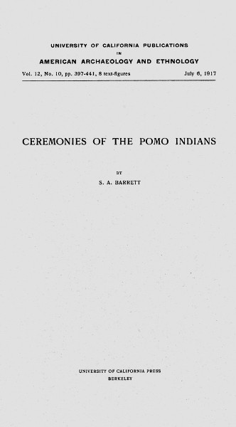 Ceremonies of the Pomo Indians cover