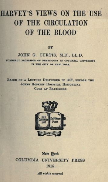 Harvey's Views on the Use of the Circulation of the Blood cover