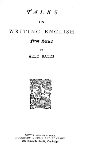 Talks on Writing English. First Series cover