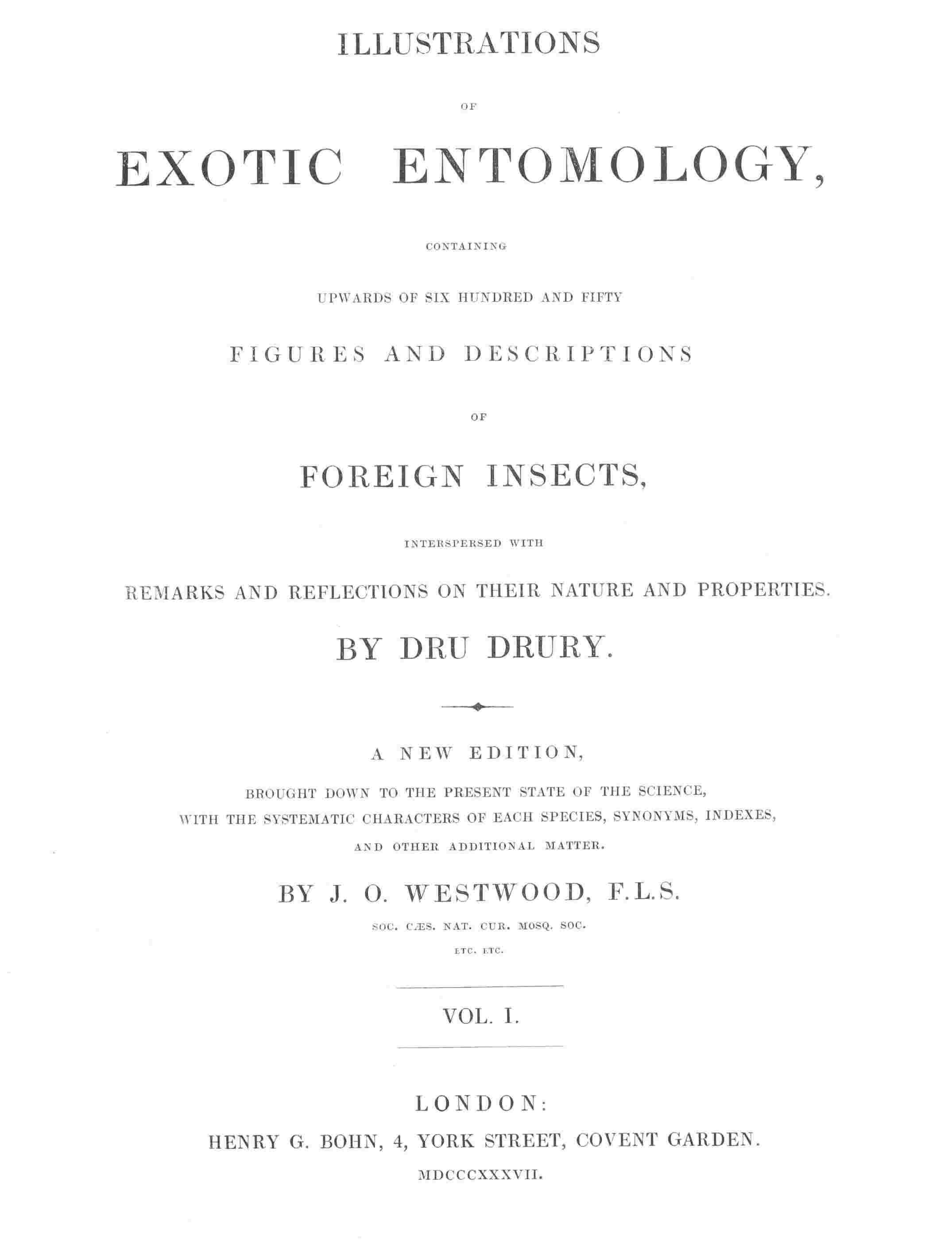 Illustrations of Exotic Entomology, Volume 1 cover