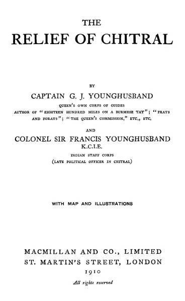 The Relief of Chitral cover
