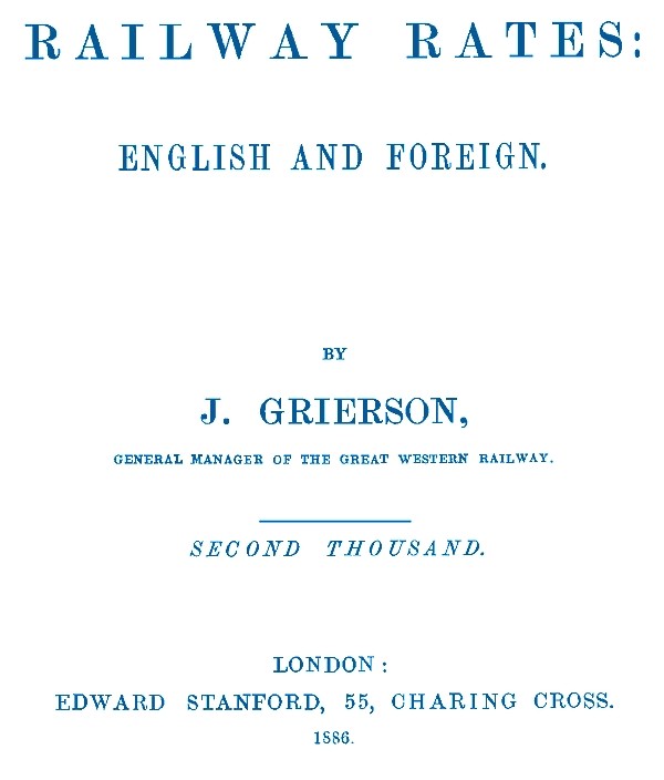 Railway Rates: English and Foreign cover