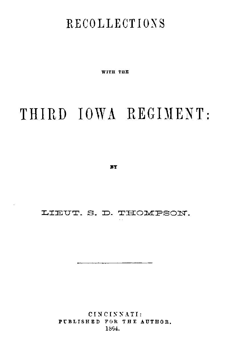 Recollections with the Third Iowa Regiment cover