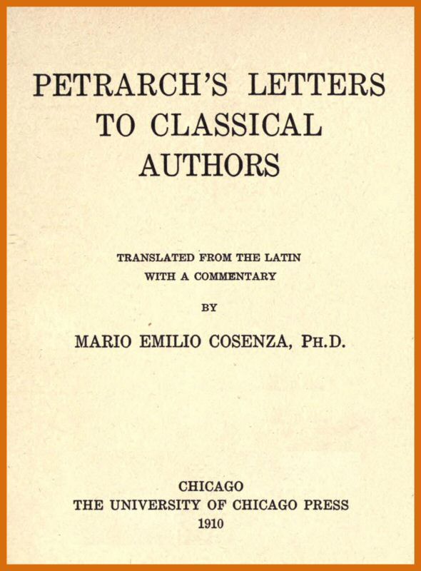 Petrarch's Letters to Classical Authors cover