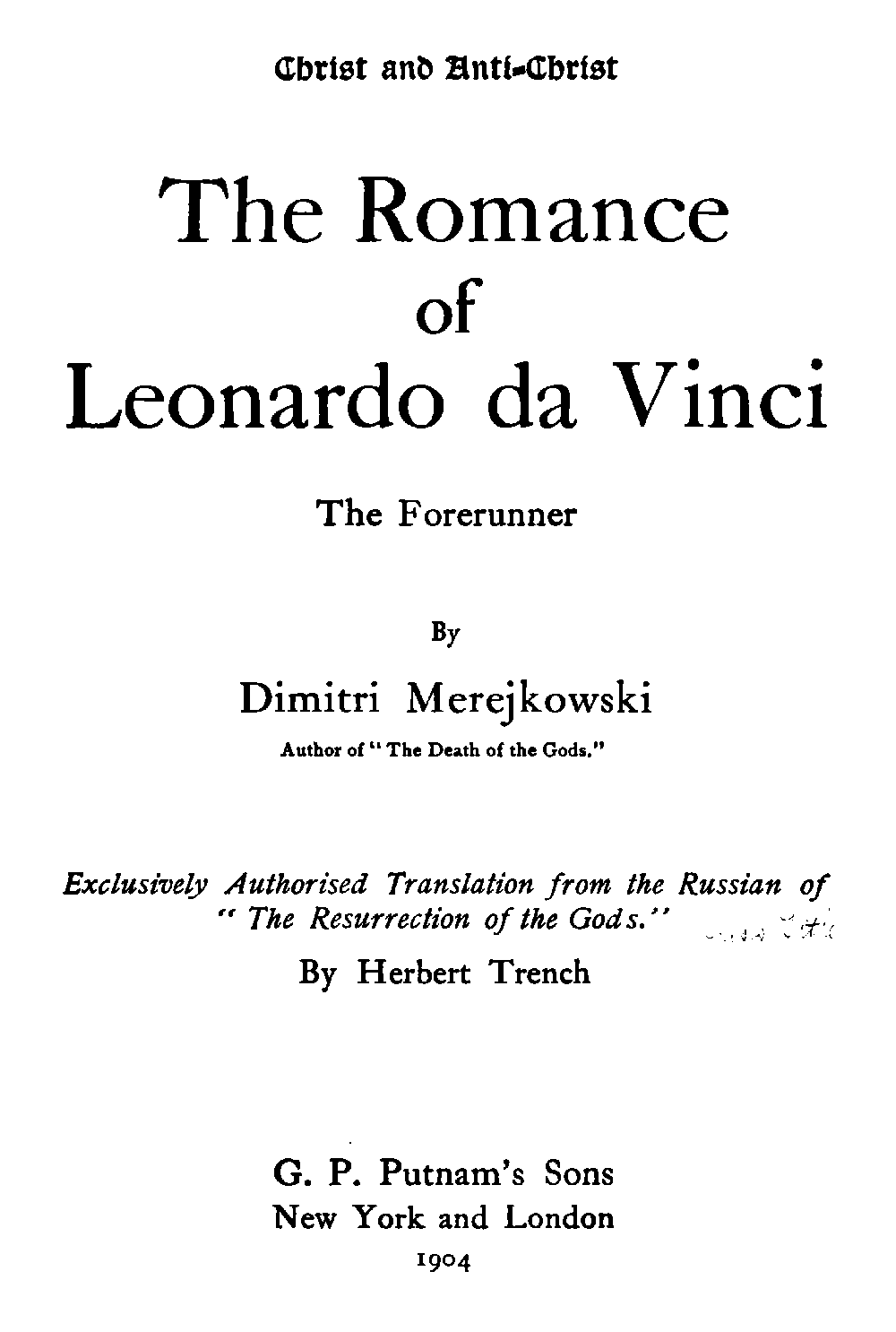 The Romance of Leonardo da Vinci, the Forerunner cover