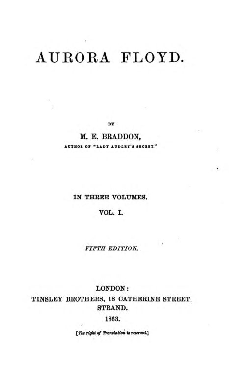 Aurora Floyd, Vol. 1 / Fifth Edition cover