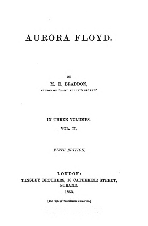 Aurora Floyd, Vol. 2 / Fifth Edition cover