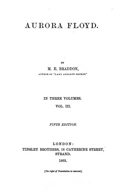 Aurora Floyd, Vol. 3 / Fifth Edition cover