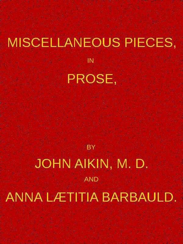 Miscellaneous Pieces, in Prose cover