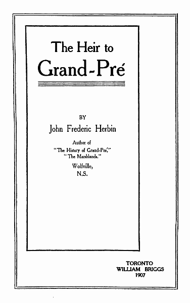 The Heir to Grand-Pré cover