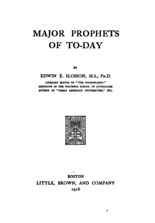 Major Prophets of To-Day cover